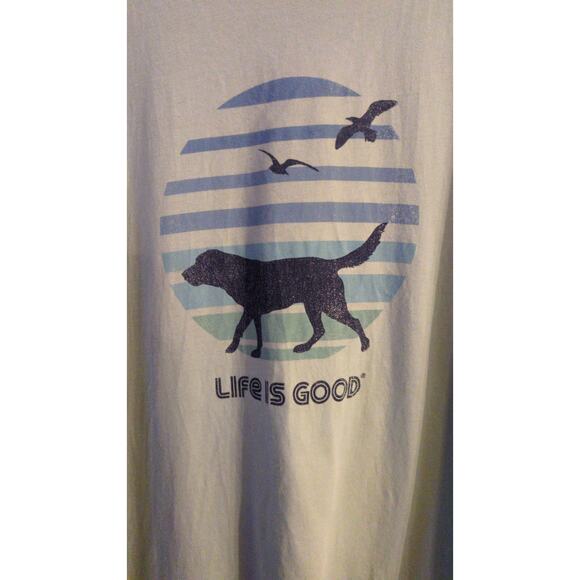 Life Is Good Womens Crusher Lite Green/blue Dog Walking Tshirt, Beachy, Birds LG - Picture 2 of 8